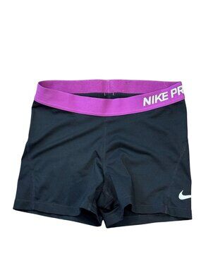 Nike Pro Womens Black & Purple Dri-Fit Compression Shorts M